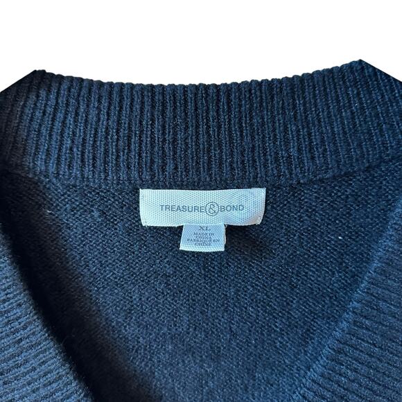 Treasure & Bond Nordstrom Women's V Neck Sweater Black Size XL with FLAW - Picture 5 of 7